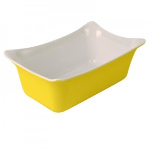 Yellow/White 1/4 Sz Melamine Fleur Crock  SF 2L