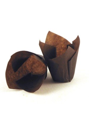 4" x 4" Food-Safe Tulip Inserts, Brown, 1000 pieces./cs. 4" x 4" Food-Safe Tulip Inserts, Brown, 1000 pieces./cs.
