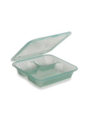 9'' x 9'' Flat Top 3-Compartment Food Container, 3.5" deep 9'' x 9'' Flat Top 3-Compartment Food Container, 3.5" deep