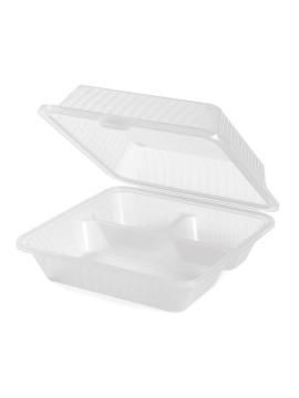 9" x 9" 3-Compartment Food Container, 3.5" Deep