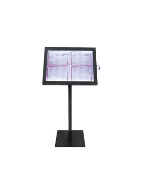 Securit LED information display set - white LEDs - black + Base + Post - displays 4xA4 pages Securit LED information display set - white LEDs - black + Base + Post - displays 4xA4 pages