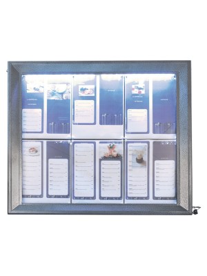 Securit LED information display - white LEDs - gun grey coated steel - displays 6xA4 pages Securit LED information display - white LEDs - gun grey coated steel - displays 6xA4 pages