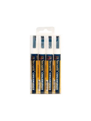 Securit Liquid chalkmarker white set of 4 - medium 2-6mm Nib - Wallet