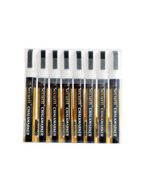 Securit Liquid chalkmarker white set of 8 - medium 2-6mm Nib - Wallet